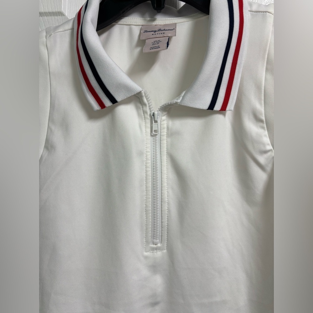 Tommy Bahama Active Sleeveless Golf Top White 1/4 Zip Collared Sporty Size M - Picture 3 of 8